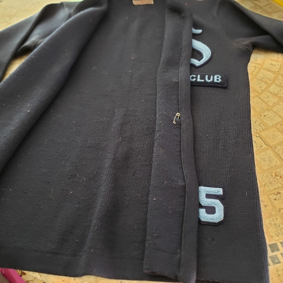 True Vintage 1950s Rare Navy Blue Pep Club Wool Cardigan Lasley Knitting Company - Picture 6 of 6